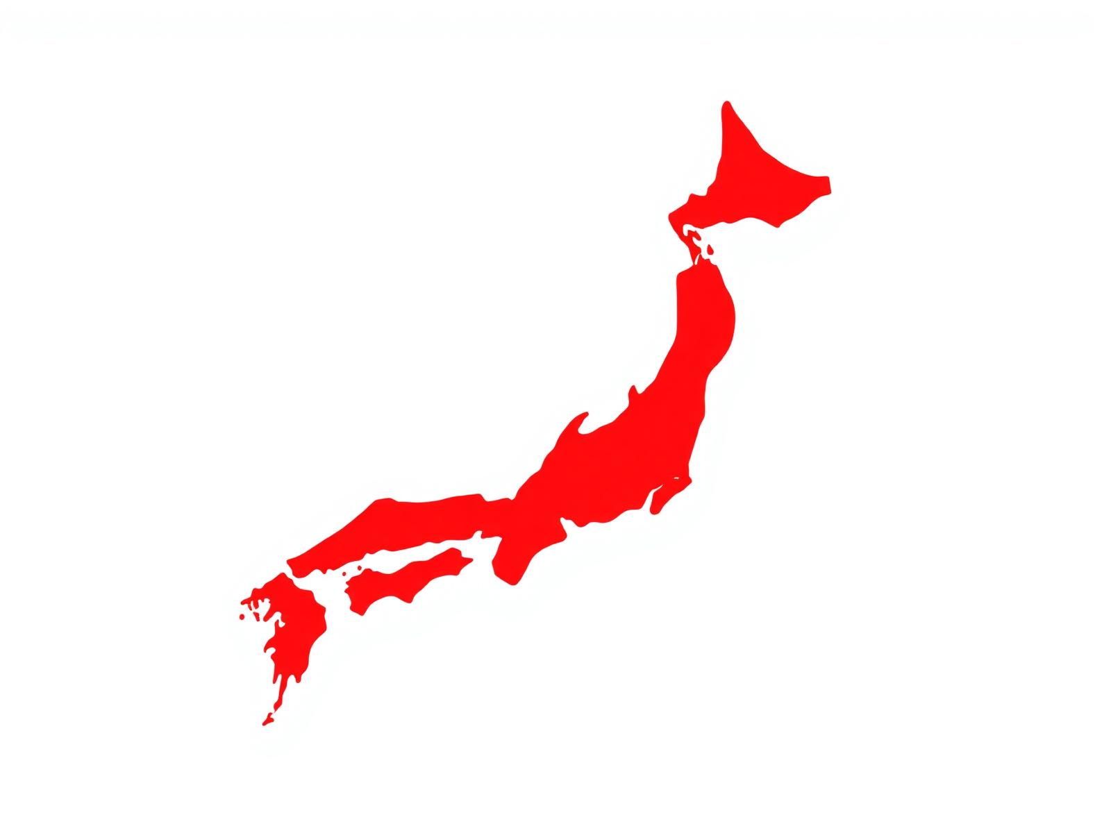 Mapa do arquipélago do Japão (Honshu, Hokkaido, Kyushu e Shikoku)