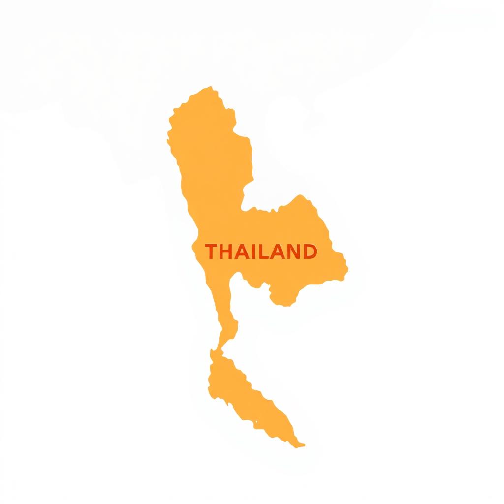Mapa da Tailândia destacando o território e a capital Bangkok